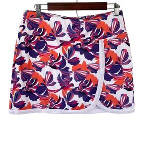 PGA Tour Womens Tropical Bird Purple Orange Golf Skort Medium New